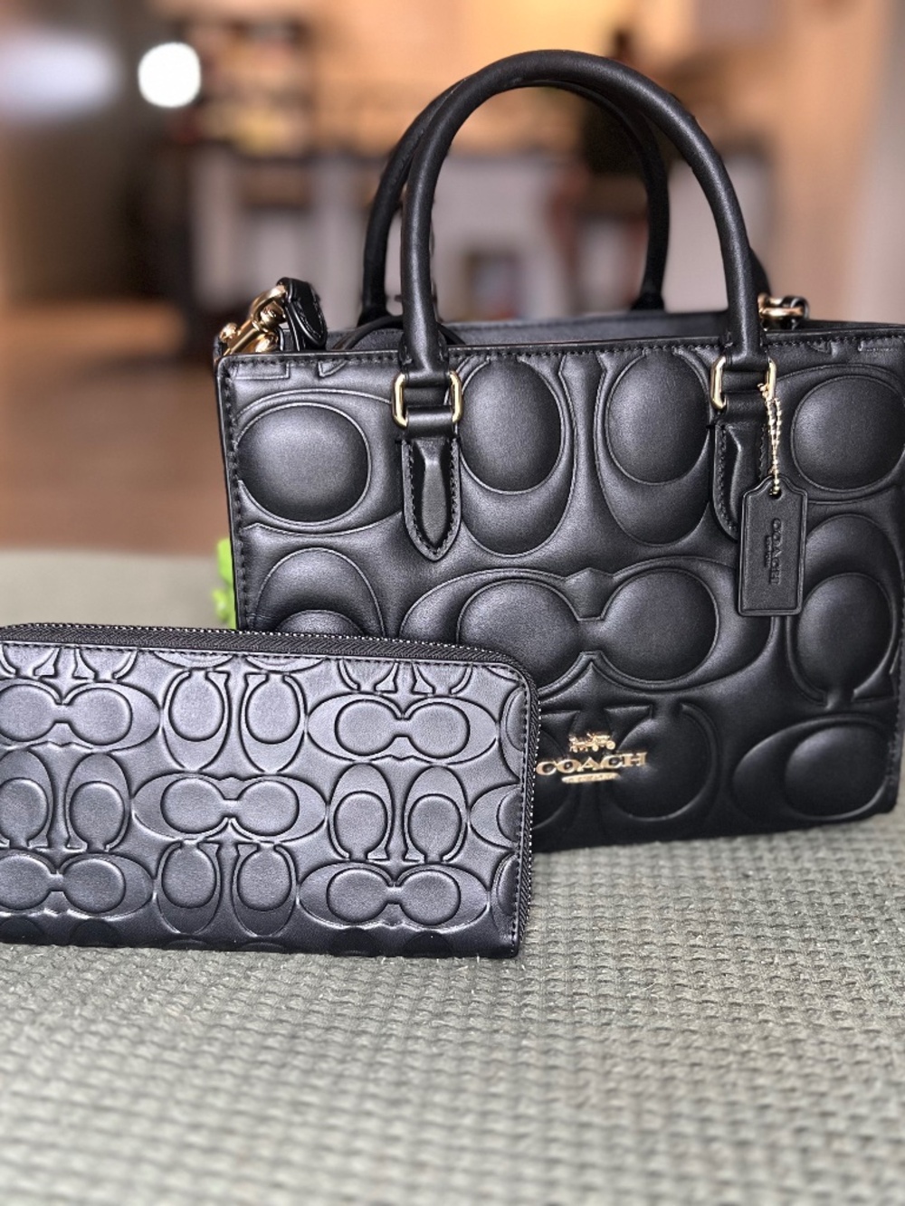 small Maggie Tote and wallet in signature leather
